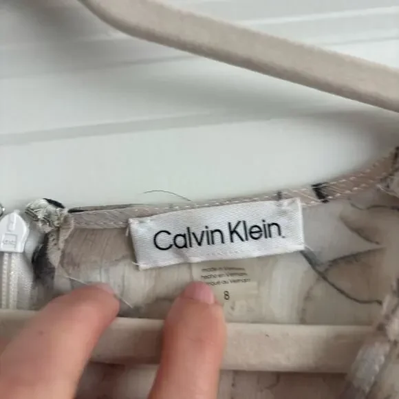 Calvin Klein Floral Chiffon Maxi Dress Sz 8 Faux Wrap Long Sleeve Tiered V-Neck - Picture 8 of 16